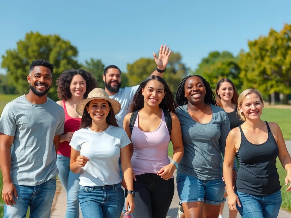 Diverse group of happy people enjoying a healthy lifestyle outdoors