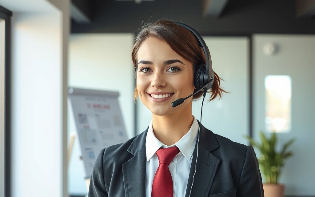 Friendly customer service representative smiling